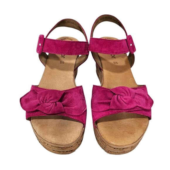Gabor Teman Wedge Heel Sandals in Pink Suede - Picture 4 of 8